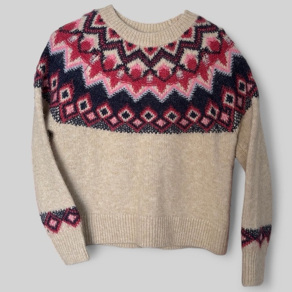 Old Navy Crew Neck Faire Isle Sweater in Cream XS - Picture 2 of 4
